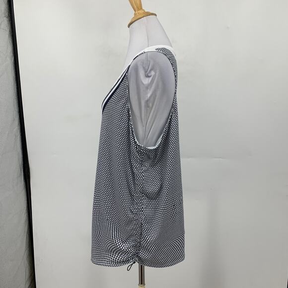 Lucky In Love Tank Top Womens 2XL XXL White Navy Scoop Neck Sleeveless Stretch - Picture 4 of 11